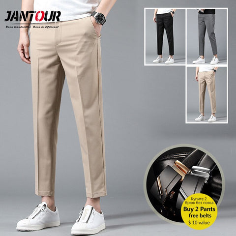 2020 Brand Ankle-Length Pants Men high quality Straight Fit Mens Business Joggers Suits Pant Khaki Stretch Casual Trousers Male