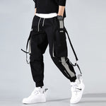 Men Cargo Harem Jogger Pants Men Hip Hop Fashion Casual Track Trousers Streetwear Harajuku Hipster Ribbon Pockets Sweatpants Men