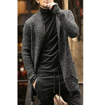 Knitted Cardigan Sweater Men 2020 Autumn Mens Long Sweater Jacket Casual Slim Fit Trench Knitwear Sweaters Streetwear Tops Gray