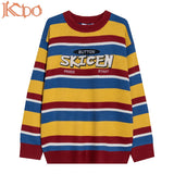 Men Sweater Winter Casual Strip Pullovers Soft Comfortable Long Sleeve O Neck Top Letter Embroidery Fashion XL XXL Boy Clothes